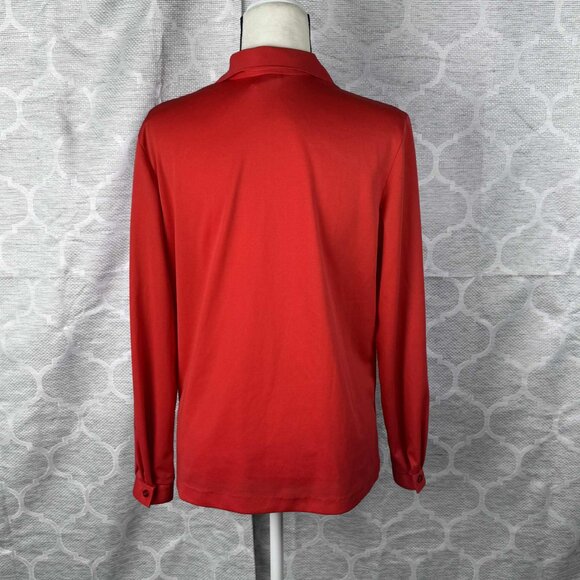 ❤️ Vintage John Abbott Red Long Sleeve Polo Blouse – Size 16 - Picture 3 of 7